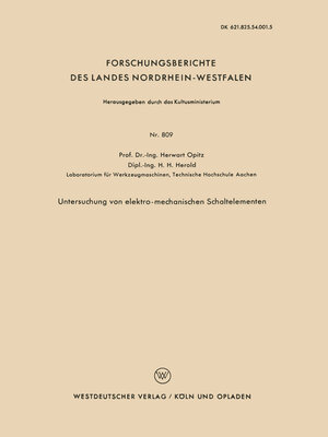 cover image of Untersuchung von elektro-mechanischen Schaltelementen